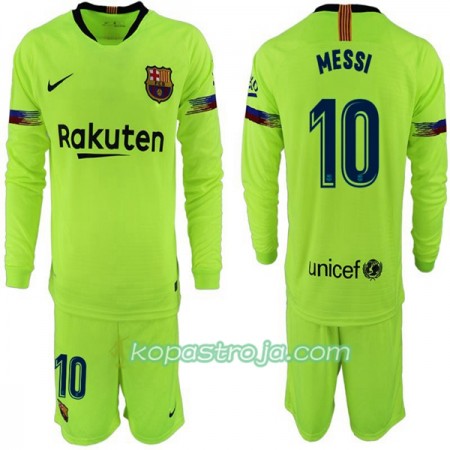 Billiga Fotbollströjor FC Barcelona Messi 10 Barn Borta tröja 2018/19 Långärmad